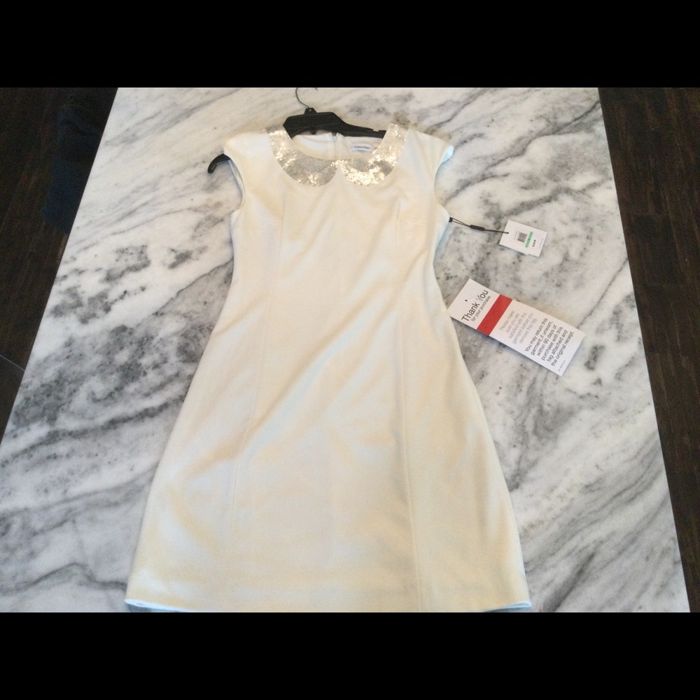 Calvin Klein white and silver dress NWT size 8